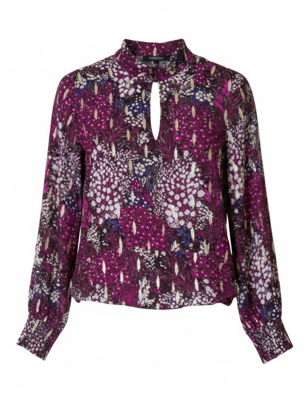 White House Black Market Purple Floral Keyhole Blouse
